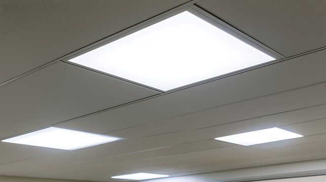 Modern Office Ceiling Illumination with Bright Square Panels for Commercial Spaces and Work Environments