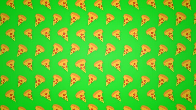 Pizza Slices Pattern on Green Screen Background.