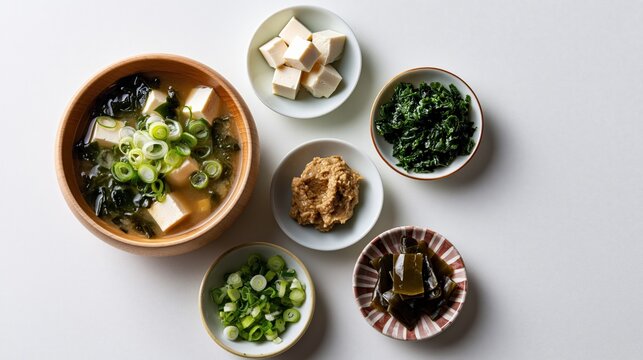 Japanese miso soup and ingredient