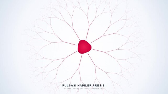 Pulsating Red Capillary Network Flowing in a Minimalist Medical Background