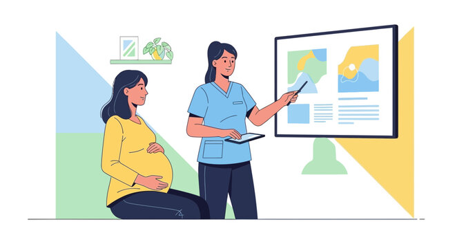 Pregnancy Healthcare Consultation: A Doctor Explaining Prenatal Diagnostics to A Patient