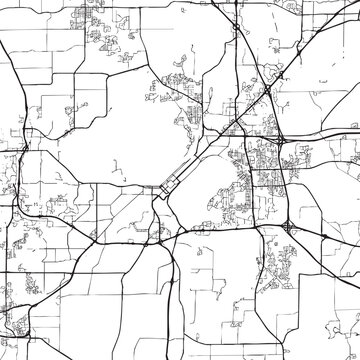 Madison Wisconsin city map vector illustration. Black and white street map of Madison WI USA