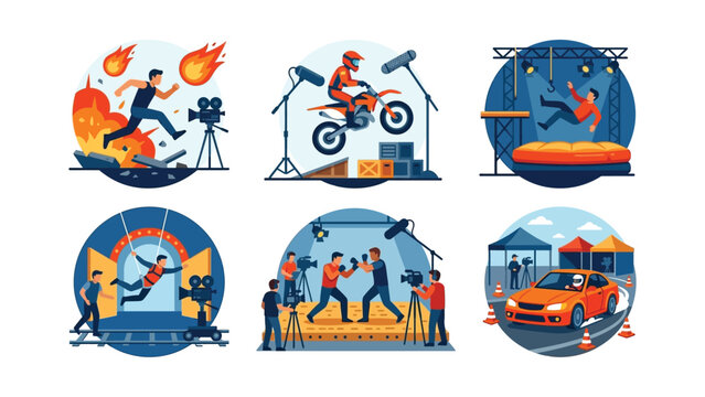 Stunt Performance Montage: Action Scenes, Film Production, Extreme Sports, Cinema