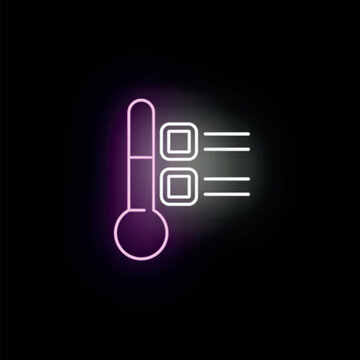 Neon thermometer icon showing temperature measurement with empty checklist boxes