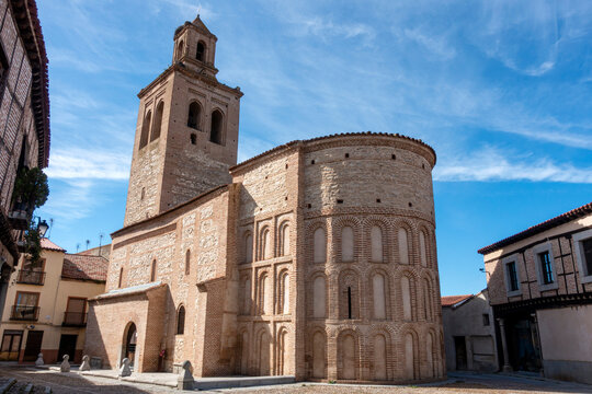 Mudejar Romanesque Apse and Bell Tower of the Iglesia de Santa Maria la Mayor, a Medieval Church Built Between the 12th and 13th Centuries in Arevalo, Avila Province, Castilla y Leon, Spain