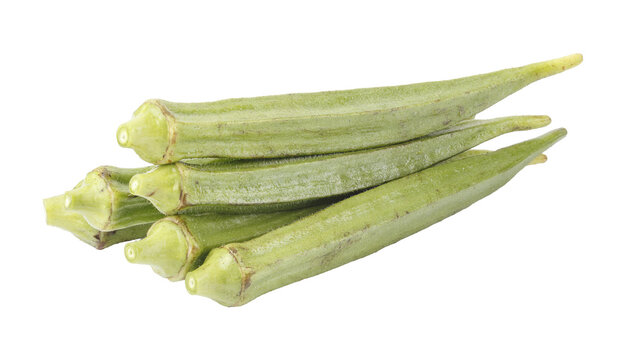pod of okra, also known as lady finger or gumbo isolated on a Transparent background