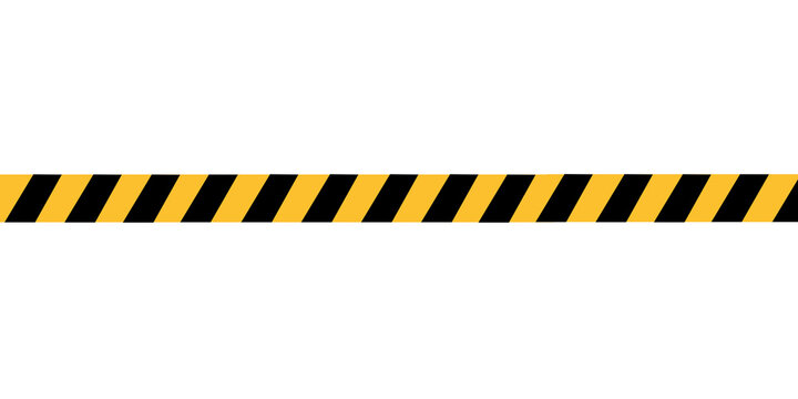 Yellow Black Diagonal Warning Stripe Tape Vector | Caution Safety Border, Hazard Barrier Ribbon, Under Construction Isolated on Transparent Background