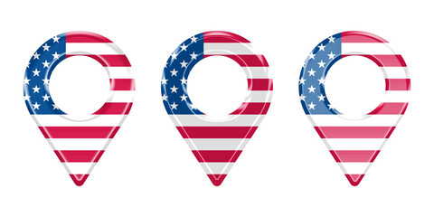 Obraz premium American flag location markers on transparent background