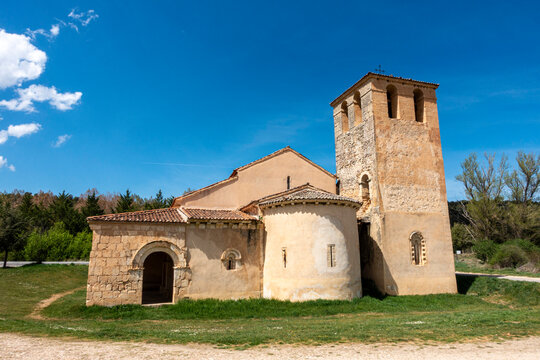 Romanesque Abside and Bell Tower of the 12th Century Hermitage of Nuestra Se&ntilde;ora de las Vegas in Requijada, Segovia, Castile and Leon, Spain