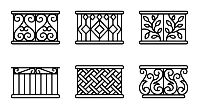 Decorative Balcony Railing Designs, Ornate Metal Fence Patterns, Architectural Elements
