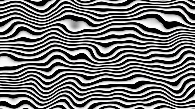 Optical illusion black and white with zig zag lines, in the style of creased crinkled wrinkled. Black and white monochrome