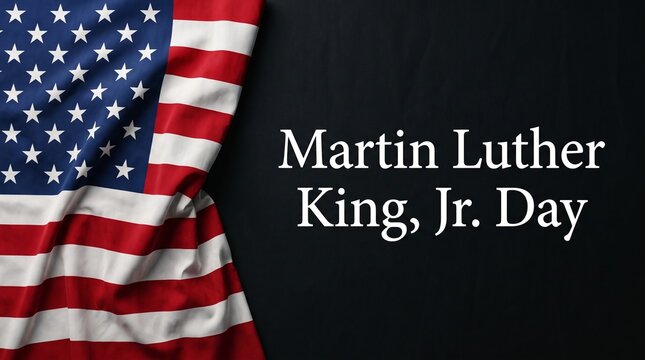 american flag on black background with martin luther king jr day text