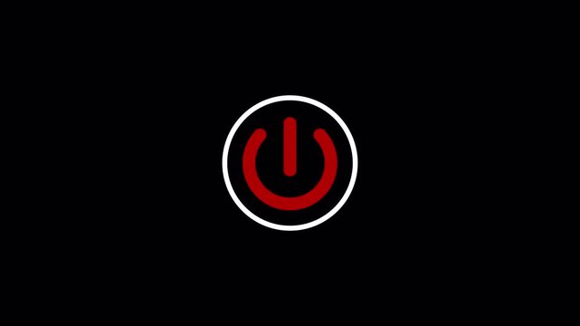 Power Button On Off Animation on Transparent Background, Digital Power Switch Icon with Reset Symbol, UI Motion Graphic, Alpha Channel 4k