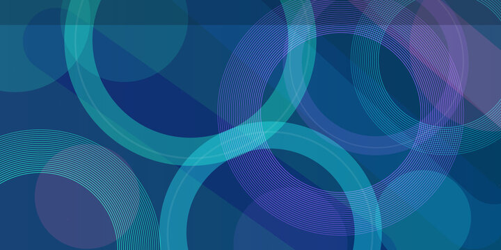 Elegant blue abstract background with concentric circular line patterns and soft overlapping circles for minimal modern design.