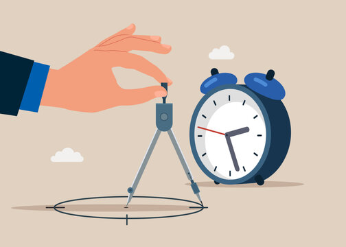 Calibration Report Outline with clock. Time management, control business time or work deadline. Modern vector illustration in flat style