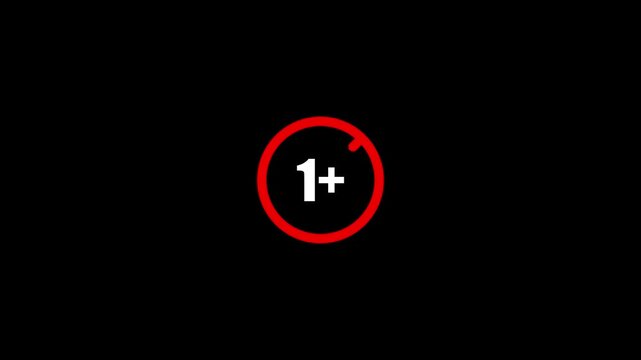 1 plus age limit advisory sign animation ideal for censored video content 1 plus icon sign animation. Under 1 sign warning symbol.