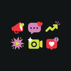 0152 megaphone, announcement, marketing, promotion, chat, message, conversation, heart, notification, engagement, growth, upward trend, arrow, success © Anna