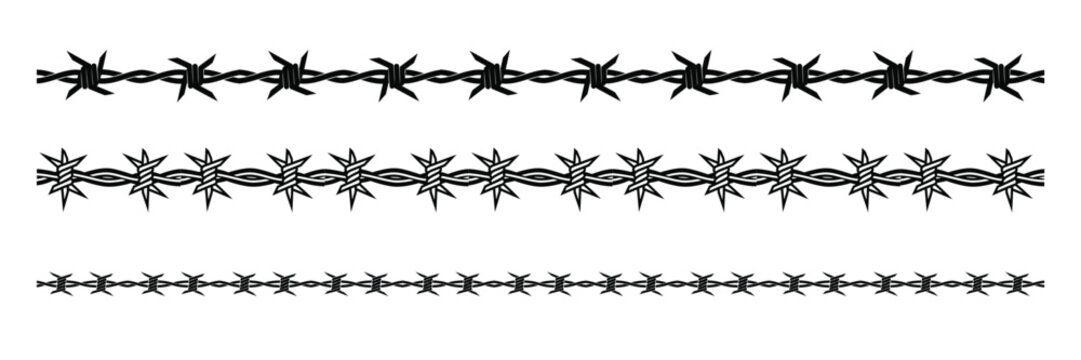 Three black barbed wire border lines on a horizontal layout