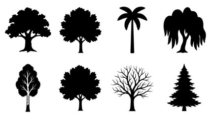 Fototapeta premium Forest Tree Silhouette Collection Vector Set