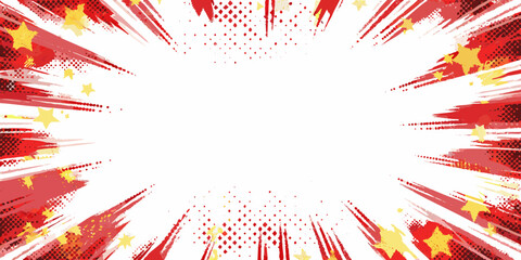Comic explosion background with radiating lines and halftone dots white setting © Ratan