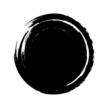 Grunge circle, brush strokes, lines, ink smudges, hand-drawn scribble shape. Handmade sketchy mark, acrylic stains, charcoal streaks. Paint texture, dry brush effect. Vector illustration