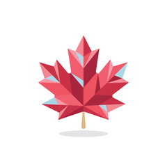 Fototapeta premium Stylized red maple leaf with geometric low poly style isolated on a white background, for autumn season, and fall nature, themed projects