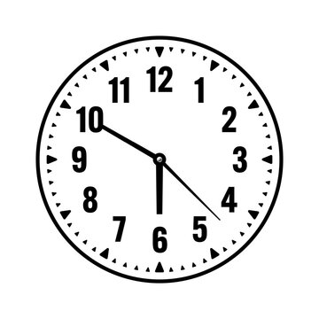 Mechanical clock face with arabic numerals, bezel. Watch dial with minute, hour marks and numbers. Timer or stopwatch element. Blank measuring circle scale with divisions. Vector illustration