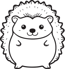 Fototapeta premium Cute hedgehog illustration, perfect for coloring pages and children's books, showing a friendly animal with quills.