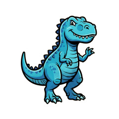 Fototapeta premium Cute blue cartoon tyrannosaurus rex on black background