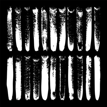 Long grunge brush strokes, lines, ink smudges, hand-drawn scribble shapes. Handmade sketchy marks, stains, charcoal streaks. Paint textures, dry brush effect. Marker underline. Vector illustration