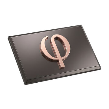 Phi symbol on a dark metallic rectangular plate