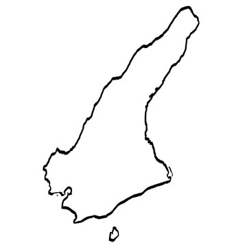 淡路島地図 筆タッチ 和風 兵庫県 ホワイト / A brushstroke map of Awaji Island