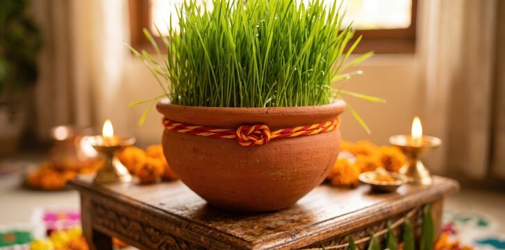 Sacred Jawara Pot for Gauri Vrat Festival