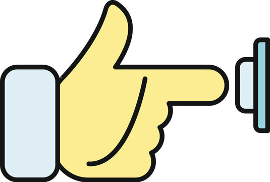 Hand pushing an activation button, representing interaction or service notification