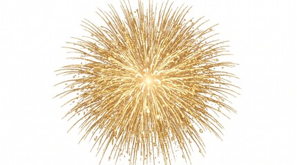 Obraz premium Bright golden firework explosion isolated on a white background with firework