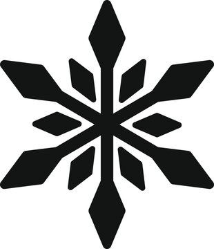 Snowflake icon depicting cold weather, frost, and winter themes for graphic design
