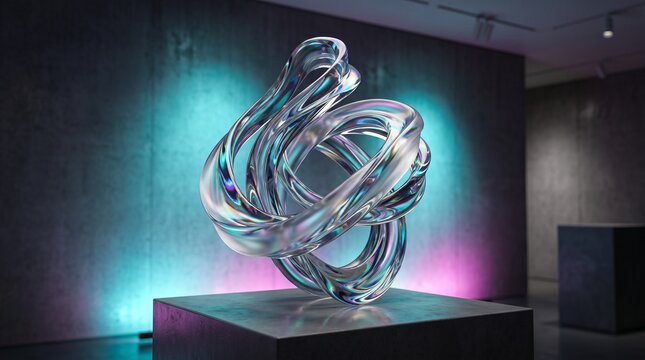 Modern Metal Sculpture on Display in Art Gallery