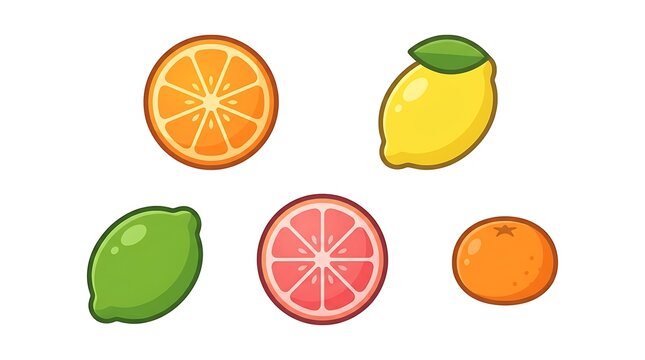 Assorted fresh colorful sliced citrus fruits.