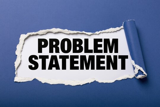 Conceptual message Problem statement revealed under torn blue cardboard texture