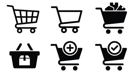 Set of shopping cart and basket icons, vector illustration of ecommerce symbols © MstSuma