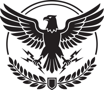 Roman Imperial Eagle Vector Icon. Aquila Emblem with Thunderbolts