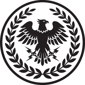 Ancient Roman Eagle Emblem Vector Icon. Imperial Insignia in Wreath