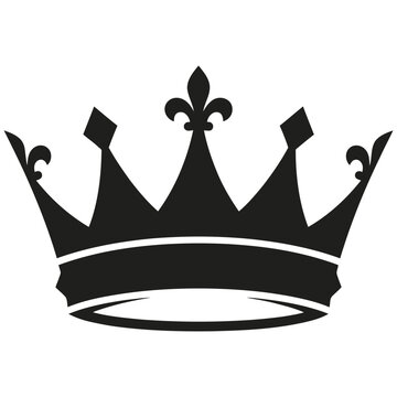 Black crown icon with fleurdelis and transparent background for royalty or nobility concepts