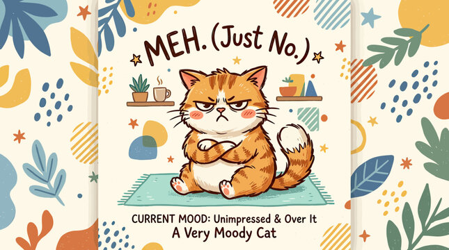 Grumpy Cat "Meh (Just No)" with Arms Crossed, Unimpressed Mood
