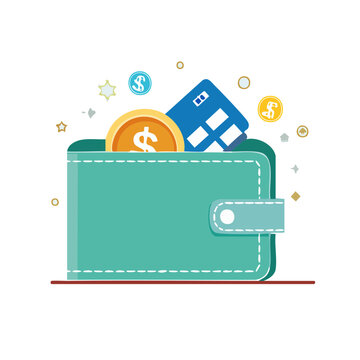 Wallet with Credit Card and Coins