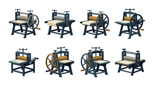 Vintage Printing Press Machines Collection - Retro Industrial Equipment