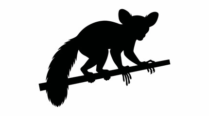 Black silhouette lemur, monkey icon, wildlife symbol, animal illustration isolated on White Background © ALMAAKTER