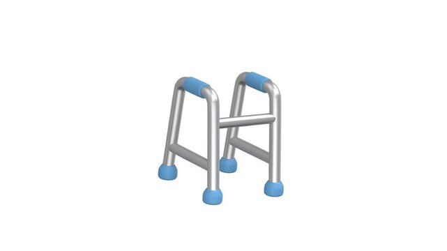 Walking frame icon 3d rendering animation on 4k	