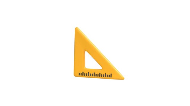 Triangle Ruler icon 3d rendering animation on 4k	