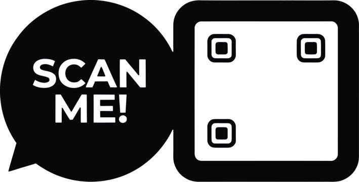 QR code scanner icon with speech bubble for website and app design
